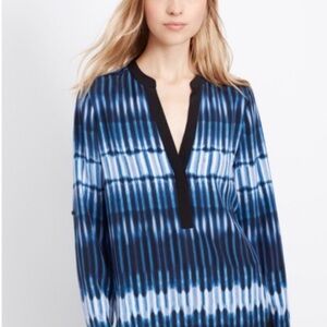 VINCE navy blue tie dye look silk shirt. Size 14